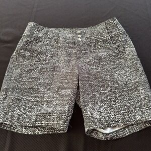 Jofit Sz 2 Black White Golf Shorts Pockets Belt Loops Stretch Flat Front Casual